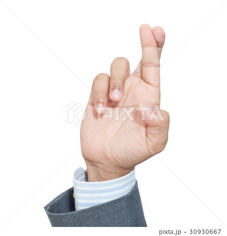 Business man's finger crossed hand sign  30930667