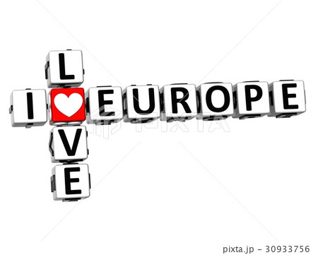 3D Crossword I love Europe on white background 30933756