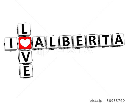 3D Crossword I love Alberta on white background 3D Crossword I love Alberta on white background 30933760