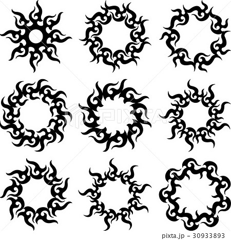 50 タトゥー 太陽 イラスト 白黒