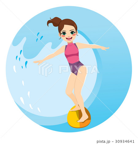 Woman Surfing Wave 30934641