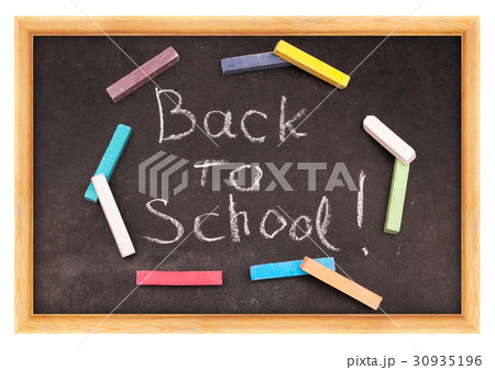 Back to school written on chalkboard 30935196
