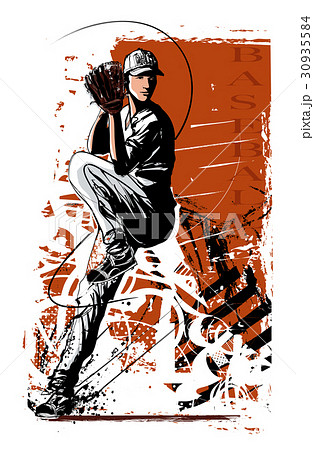 Baseball player on one leg before pitch Baseball player on one leg before pitch 30935584