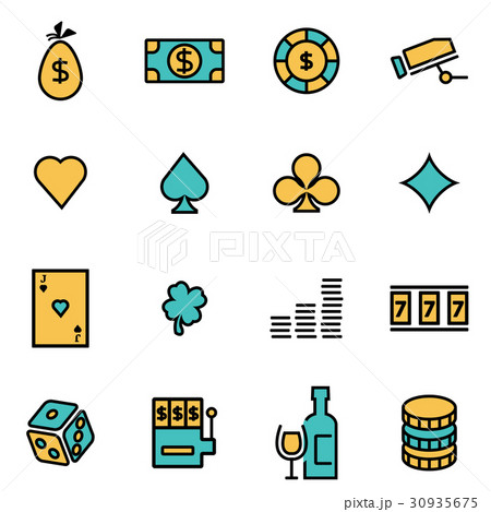 Vector line casino icon set 30935675