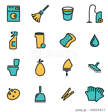 Vector line cleaning icon set 30935677
