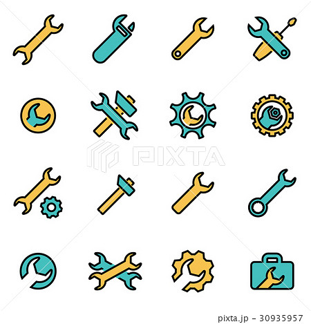 Vector line settings wrench icon set 30935957