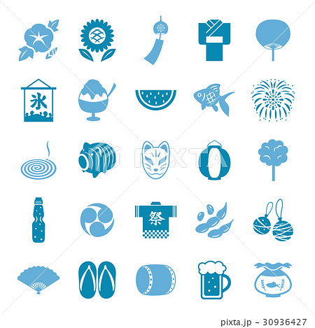 日本の夏 アイコンセットのイラスト素材