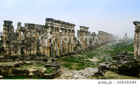 Great Colonnade Apamea in fog Syria Great Colonnade Apamea in fog Syria 30936494