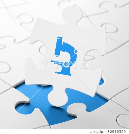 Science concept: Microscope on puzzle background Science concept: Microscope on puzzle background 30936599