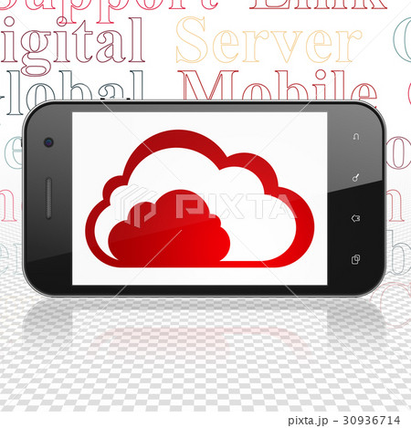 Cloud networking concept: Smartphone with Cloud on Cloud networking concept: Smartphone with Cloud on 30936714