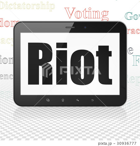 Politics concept: Tablet Computer with Riot on 30936777