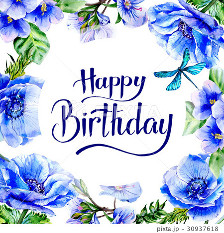 Wildflower anemone flower frame in a watercolor Wildflower anemone flower frame in a watercolor 30937618