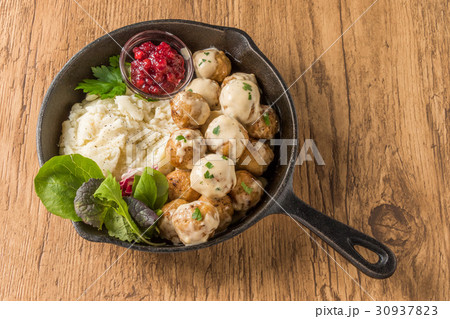 北欧風ミートボールmeat Balls General Swedish Cuisineの写真素材
