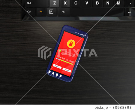 ランサムウェア被害を受けたスマートフォン画面のイメージ 30938393