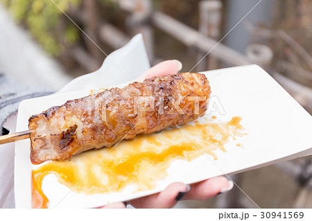 grilled beef wrapped rice with skewer wood stick 30941569