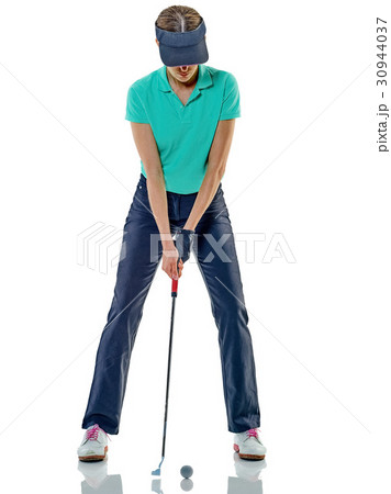 woman golfer golfing isolated woman golfer golfing isolated 30944037