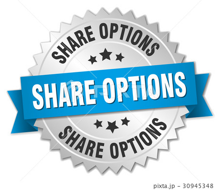 share options round isolated silver badge 30945348