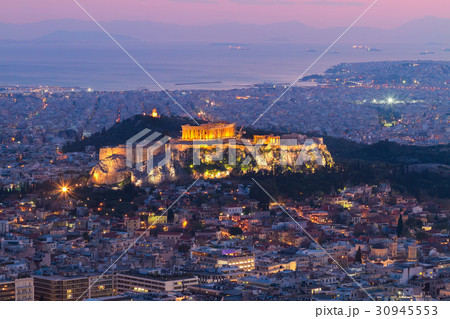cityscape of Athens at night, Greece 30945553