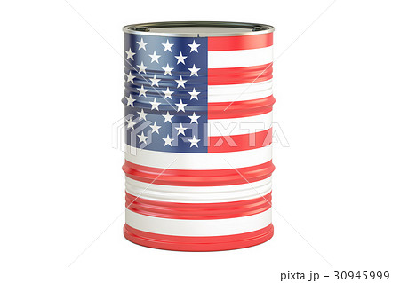 Oil barrel with flag of USA. Oil production Oil barrel with flag of USA. Oil production 30945999