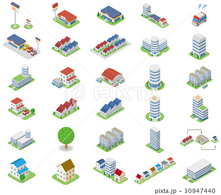 立体建物 セット素材 シリーズ のイラスト素材 30947440 Pixta