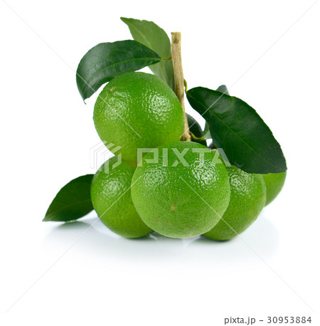 fresh lemons isolated on white background. 30953884