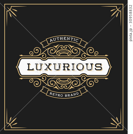 Vintage flourish logo label template 30958832