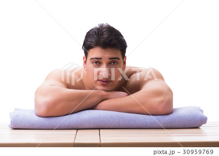 Handsome man in spa massage concept Handsome man in spa massage concept 30959769