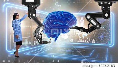 Brain surgery done by robotic arm Brain surgery done by robotic arm 30960183