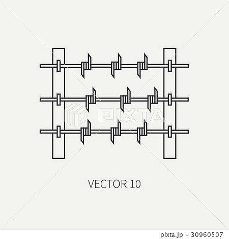 Line flat vector military icon - barbed wire. Army Line flat vector military icon - barbed wire. Army 30960507