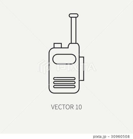 Line flat vector military icon - radio set. Army 30960508