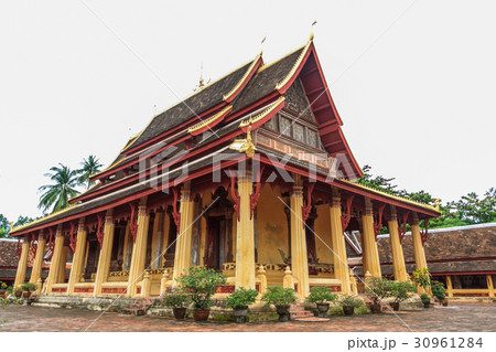 beautiful architecture buddhist temple at lao 30961284