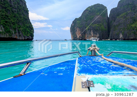 speed boat and blue water at Maya bay 30961287