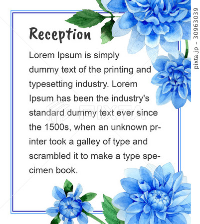 Wedding invitation DiY template blue dahila Wedding invitation DiY template blue dahila 30963039