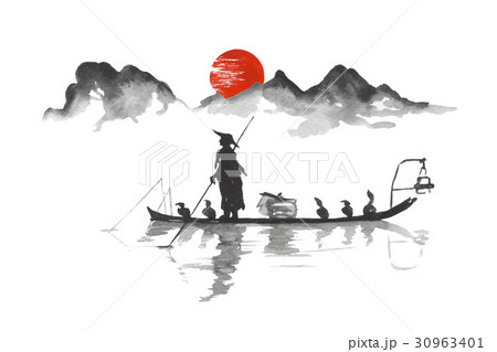 Japan Traditional japanese painting Sumi-e art - Stock