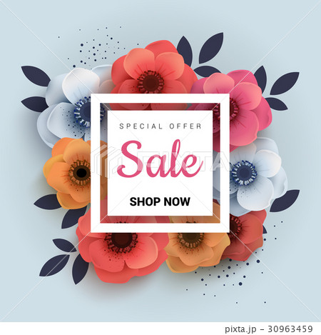 Modern Wanner with red paper flowers for spring 30963459