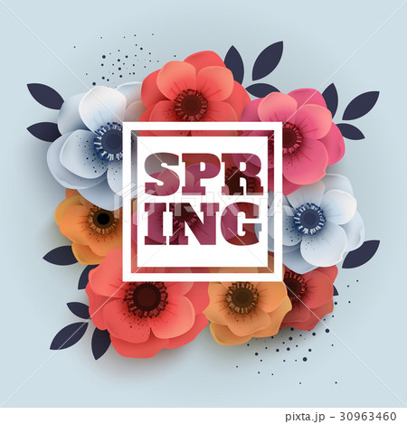 Vector spring banner with the text and paper 30963460