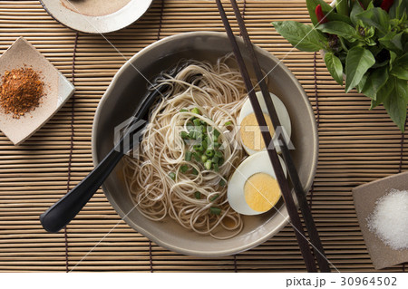 Asian noodles, bowl of noodles with vegetables and Asian noodles, bowl of noodles with vegetables and 30964502