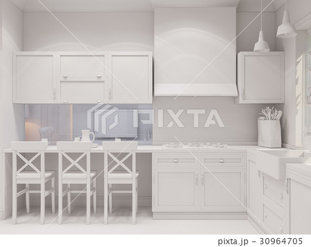 3d render of the interior design of the kitchen  30964705