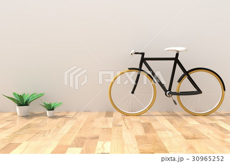 bike with houseplant in the empty room in 3D 30965252
