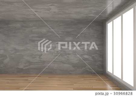 empty concrete room with parquet wood floor in 3D empty concrete room with parquet wood floor in 3D 30966828