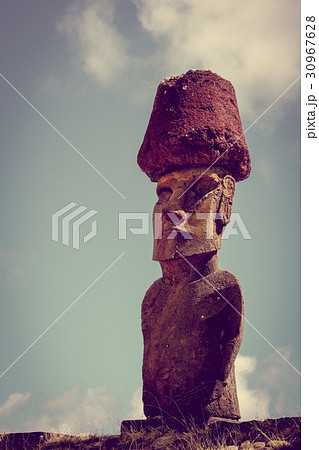 Moais statues site on anakena beach, easter island Moais statues site on anakena beach, easter island 30967628