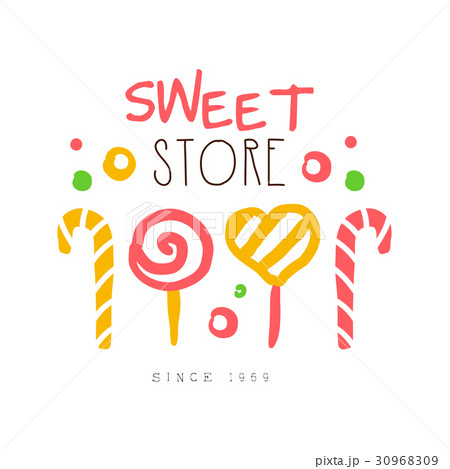 Sweet store, since 1959 logo. Colorful hand drawn Sweet store, since 1959 logo. Colorful hand drawn 30968309