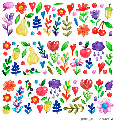 Cute garden flower and plants with fruits and 30968418