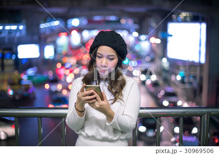 Outdoor portrait of beautiful young asian woman 30969506