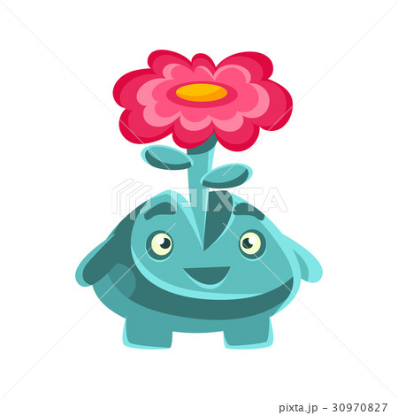 Cute friendly plant with a flower on his head 30970827