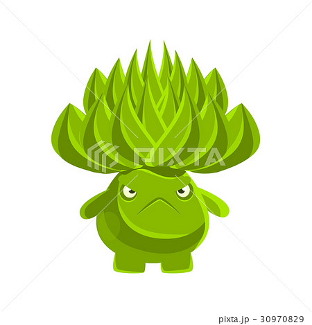 Green cute cactus with sad face. Cartoon emotions 30970829