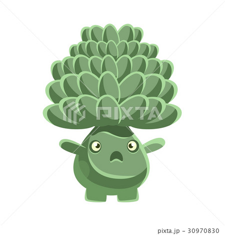 Cute cactus with frightened face. Cartoon vector 30970830