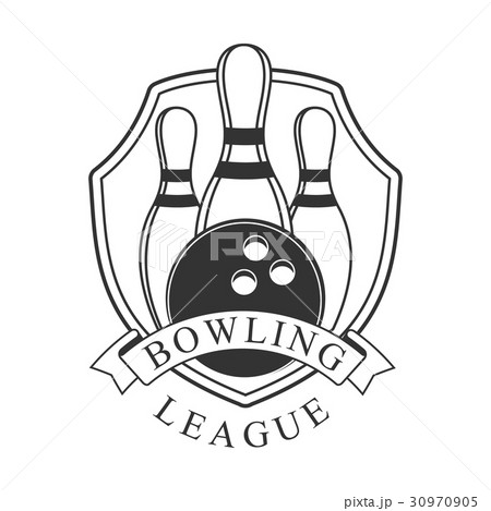Bowling league vintage label. Black and white Bowling league vintage label. Black and white 30970905