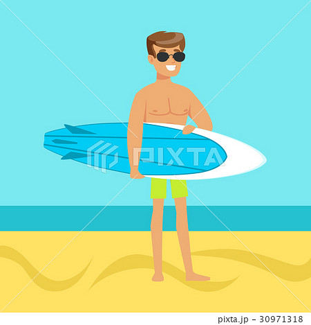 Surfer walking on the beach with surfboard 30971318