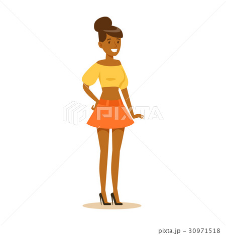 Happy African American girl in street fashion Happy African American girl in street fashion 30971518